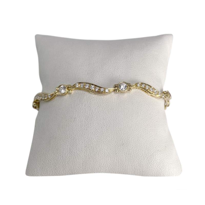 Bracelet d'occasion or 750 jaune maille fantaisie zirconias - vue 1