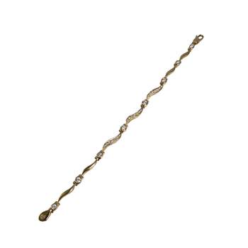 Pre-owned 750 yellow gold bracelet with decorative links and cubic zirconia stones