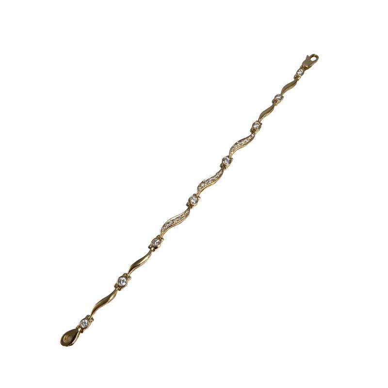 Bracelet d'occasion or 750 jaune maille fantaisie zirconias - vue 2