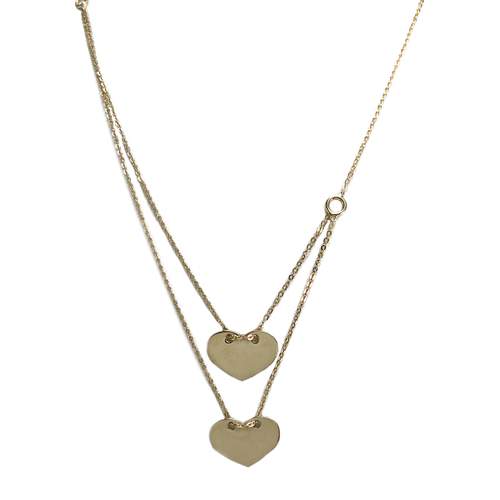 Collier d'occasion or 375 jaune coeurs maille forcat 42 cm