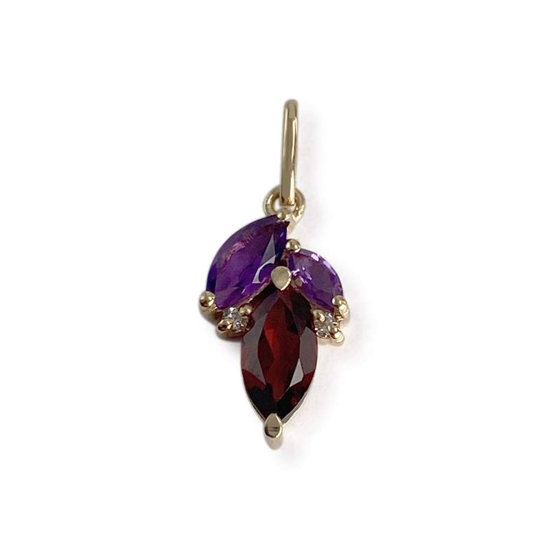 Pendentif d'occasion or 750 jaune grenat améthystes zirconias - vue 1