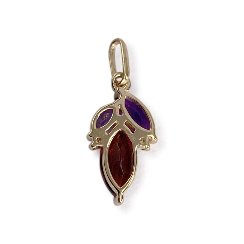 Pendentif d'occasion or 750 jaune grenat améthystes zirconias - vue 2