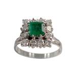 Bague d'occasion or 750 blanc émeraude diamants - vue 1