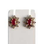 Boucles d'oreilles d'occasion or 750 2 tons rubis diamants - vue 1