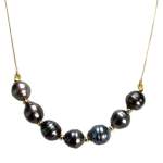 Collier d'occasion or 375 jaune maille forçat perle de tahiti 42cm - vue 1