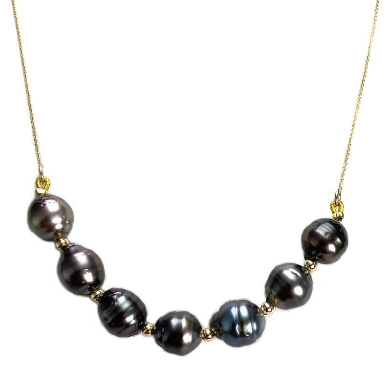 Collier d'occasion or 375 jaune maille forçat perle de tahiti 42cm - vue 1
