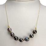 Collier d'occasion or 375 jaune maille forçat perle de tahiti 42cm - vue 2