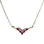 Collier d'occasion or 750 2 tons maille forçat rubis diamants - vue 1