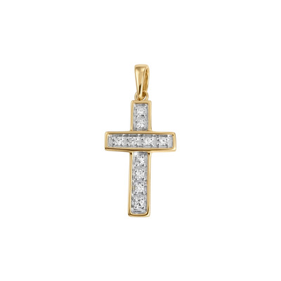 Croix d'occasion or 750 2 tons diamants