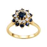Bague d'occasion or 750 jaune diamants saphirs - vue 1