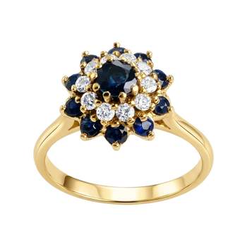 Bague d'occasion or 750 jaune diamants saphirs
