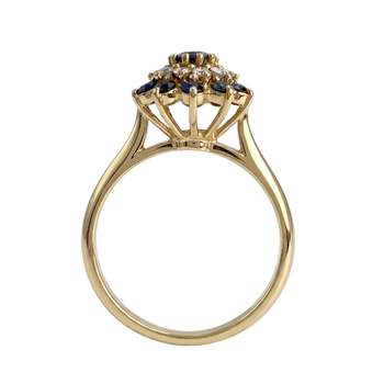 Bague d'occasion or 750 jaune diamants saphirs