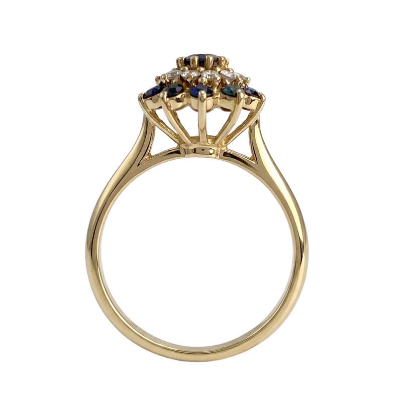 Bague d'occasion or 750 jaune diamants saphirs - vue 3