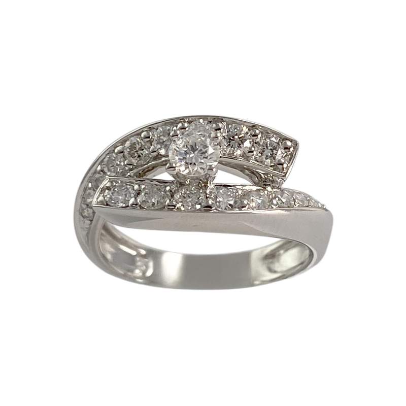 Bague d'occasion or 750 blanc diamants - vue 1