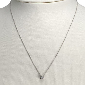 Collier d'occasion or 375 blanc maille forçat diamant 43,5 cm