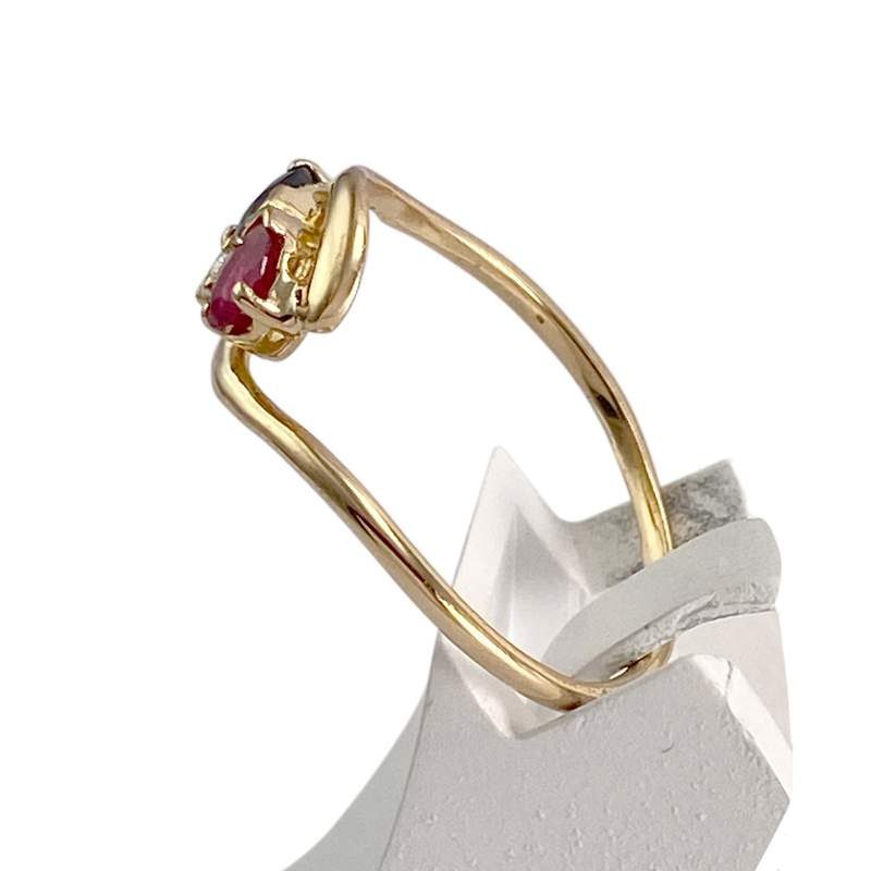 Bague d'occasion or 750 jaune diamant rubis saphir - vue 2