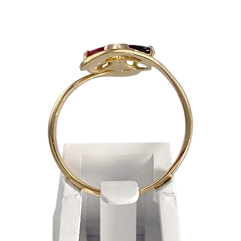 Bague d'occasion or 750 jaune diamant rubis saphir - vue 3