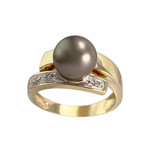 Bague d'occasion or 750 2 tons perle de Tahiti diamants - vue 1