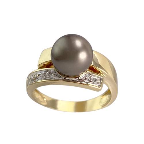 Bague d'occasion or 750 2 tons perle de Tahiti diamants