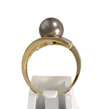 Bague d'occasion or 750 2 tons perle de Tahiti diamants