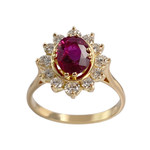 Bague d'occasion or 750 jaune rubis diamants - vue 1