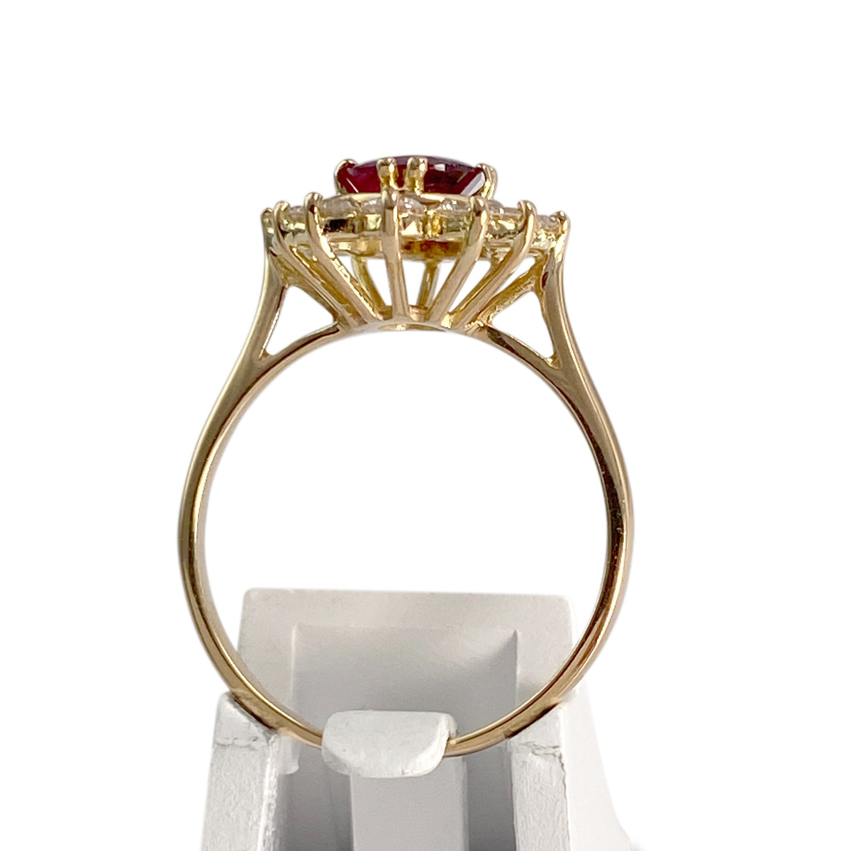 Bague d'occasion or 750 jaune rubis diamants - vue 3