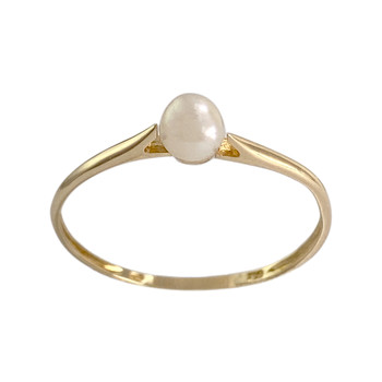 Second-hand gold ring 750 yellow cultured pearl
