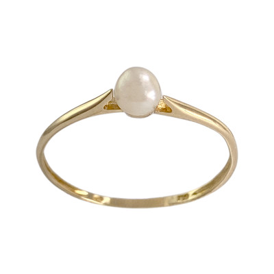 Second-hand gold ring 750 yellow cultured pearl