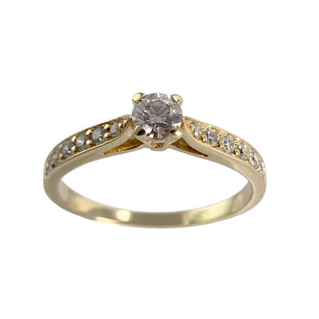 Tweedehands gouden ring 750 gele diamanten