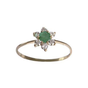 Bague d'occasion or 750 jaune émeraude zirconias
