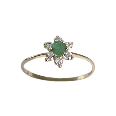 Bague d'occasion or 750 jaune émeraude zirconias - vue 1