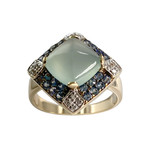 Bague d'occasion or 750 2 tons calcédoine saphirs diamants - vue 1