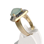 Bague d'occasion or 750 2 tons calcédoine saphirs diamants - vue 2