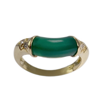 Bague d'occasion or 750 jaune diamants agate