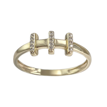 Second-hand gold ring 375 yellow diamonds