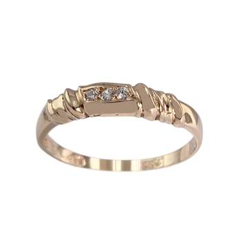 Tweedehands ring van 585 roségoud met zirkonia’s