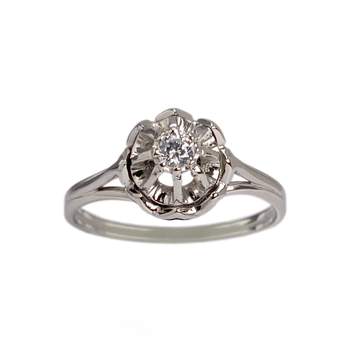 Pre-owned 750 white gold ring with zirconia