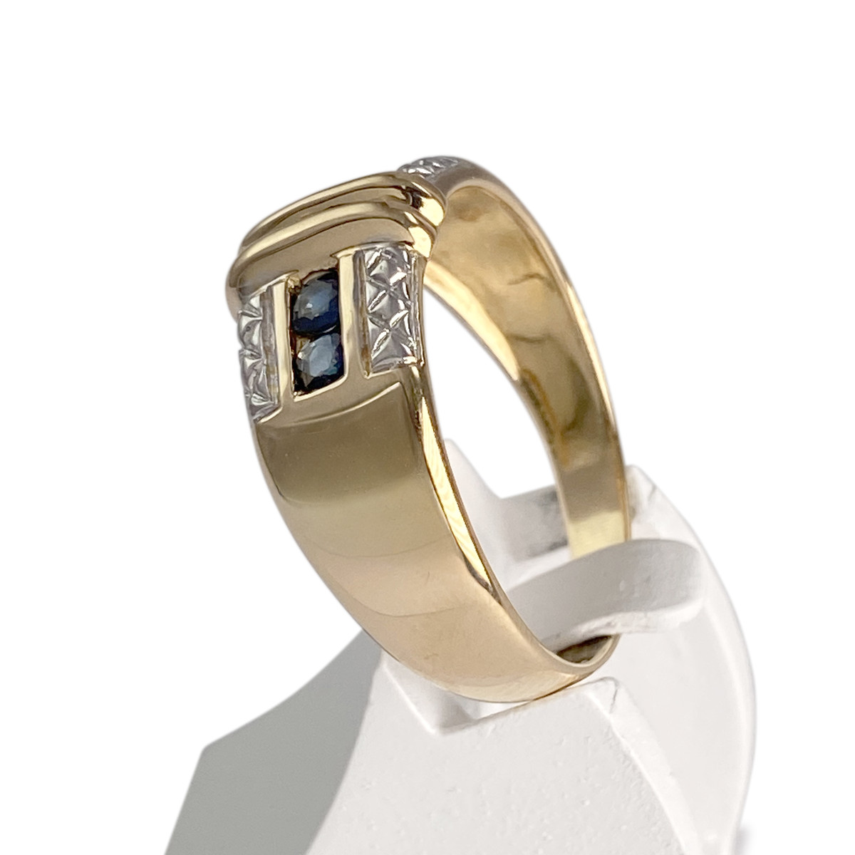 Bague d'occasion  or 750 2 tons saphirs - vue 2