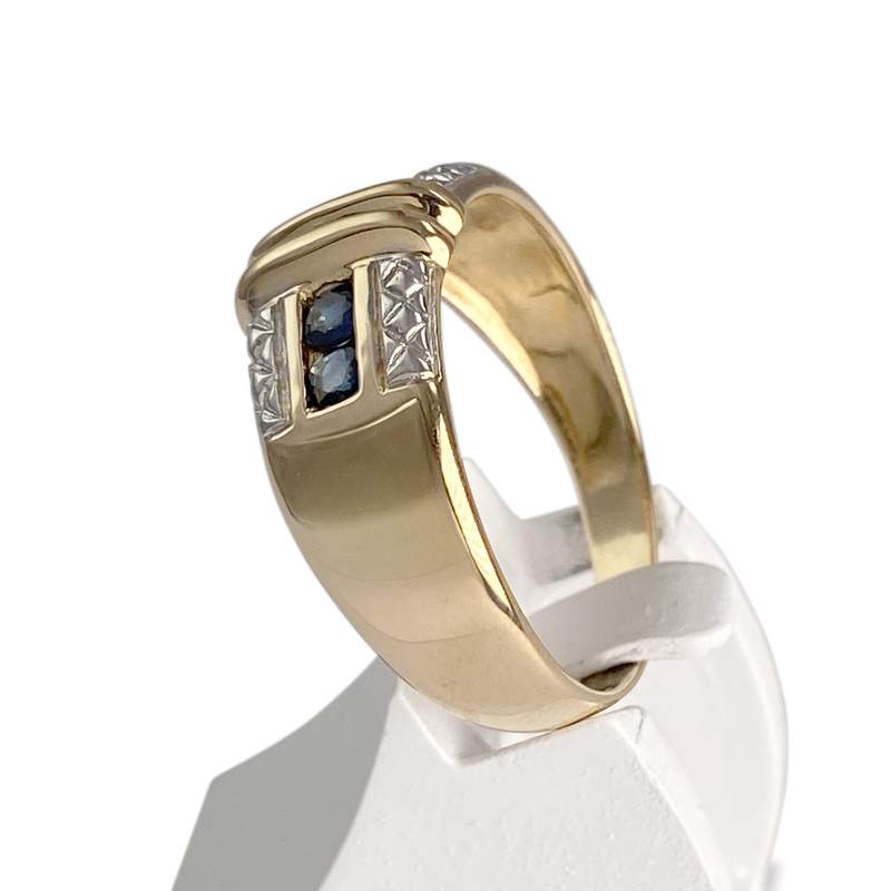 Bague d'occasion  or 750 2 tons saphirs - vue 2