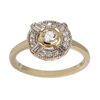 Second-hand gold ring 750 yellow diamonds