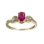 Bague d'occasion or 750 2 tons rubis diamants - vue 1