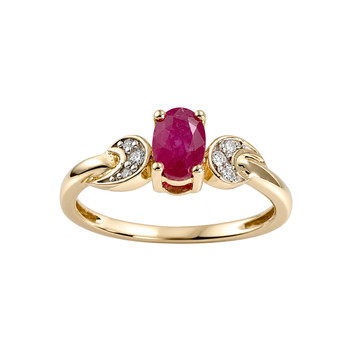 Bague d'occasion or 750 2 tons rubis diamants
