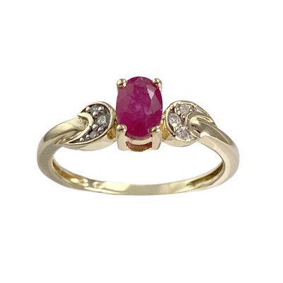 Bague d'occasion or 750 2 tons rubis diamants - vue 1