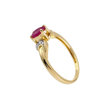 Bague d'occasion or 750 2 tons rubis diamants