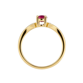 Bague d'occasion or 750 2 tons rubis diamants