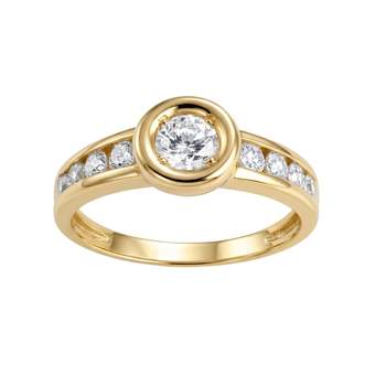 Second-hand gold ring 750 yellow zirconias