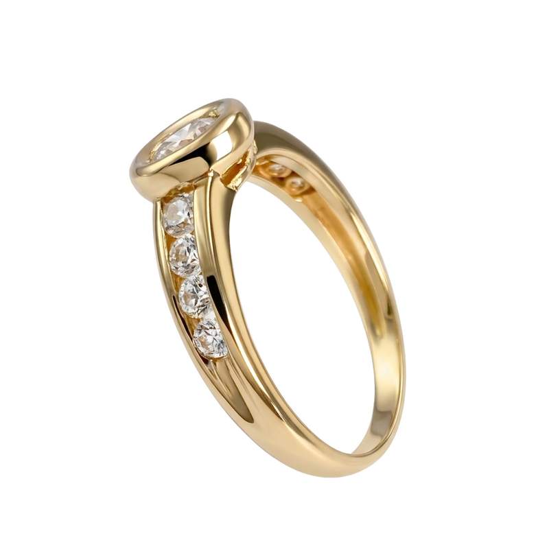 Bague d'occasion or 750 jaune zirconias - vue 2
