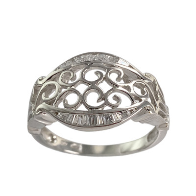 Bague d'occasion or 750 blanc diamants