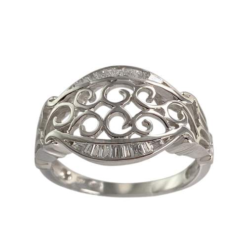 Bague d'occasion or 750 blanc diamants