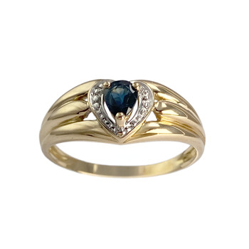 Bague d'occasion or 750 2 tons coeur saphir